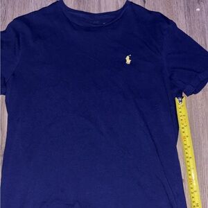Polo by Ralph Lauren Men's Dark Blue Tee with Yellow Logo
